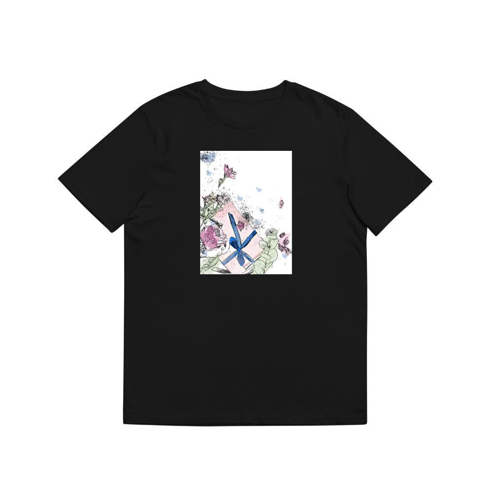 A Gift Box with Flowers and Ink Splatters in Soft Colors T-Shirts